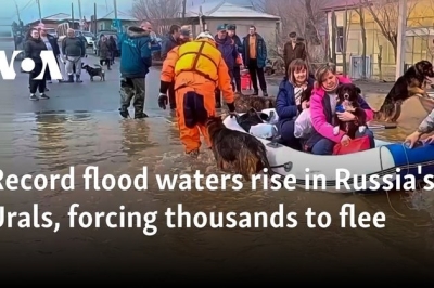 Record flood waters rise in Russia’s Urals, forcing thousands to flee