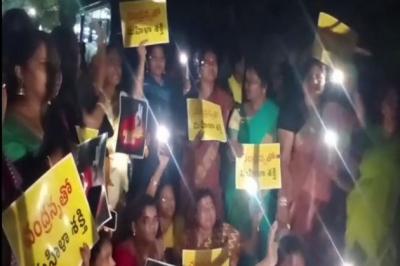 TDP women caders hold candlelight march in Visakhapatnam over arrest of Chandrababu Naidu